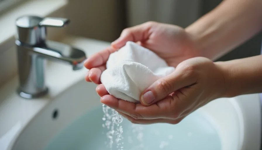 Rinsing reactive skin with lukewarm water only.